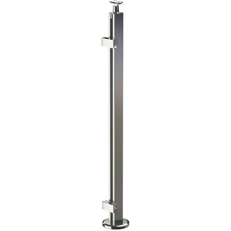 poteau garde corps avec supports plaque de verre